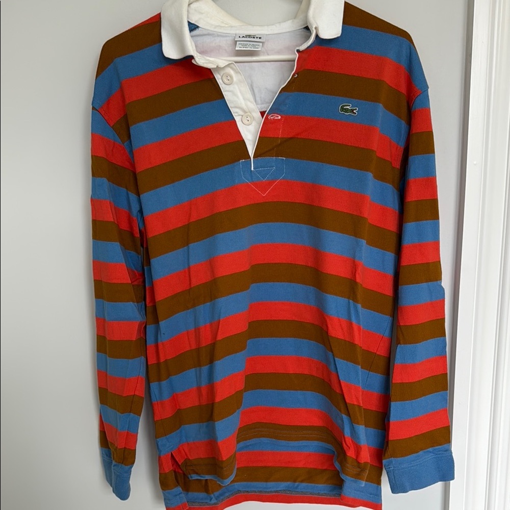 Lacoste Striped Polo Shirt - Red, Blue, Brown